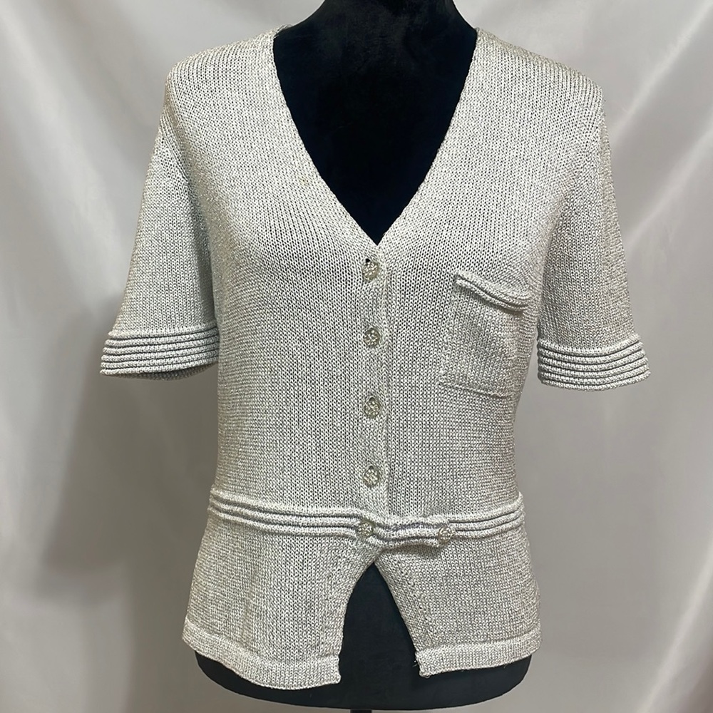 Trend Les Copains 1994 Silver Knit Crystal Button size EU 44 = USA size 8/10